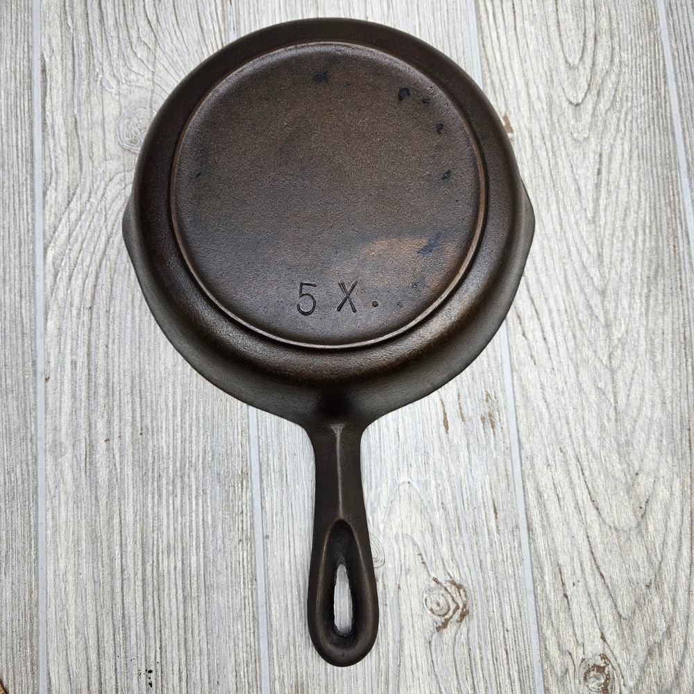 Vintage BSR Birmingham Stove Red Mountain Cast Iron Skillet No‎ 5X. Heat Ring - Picture 2 of 6